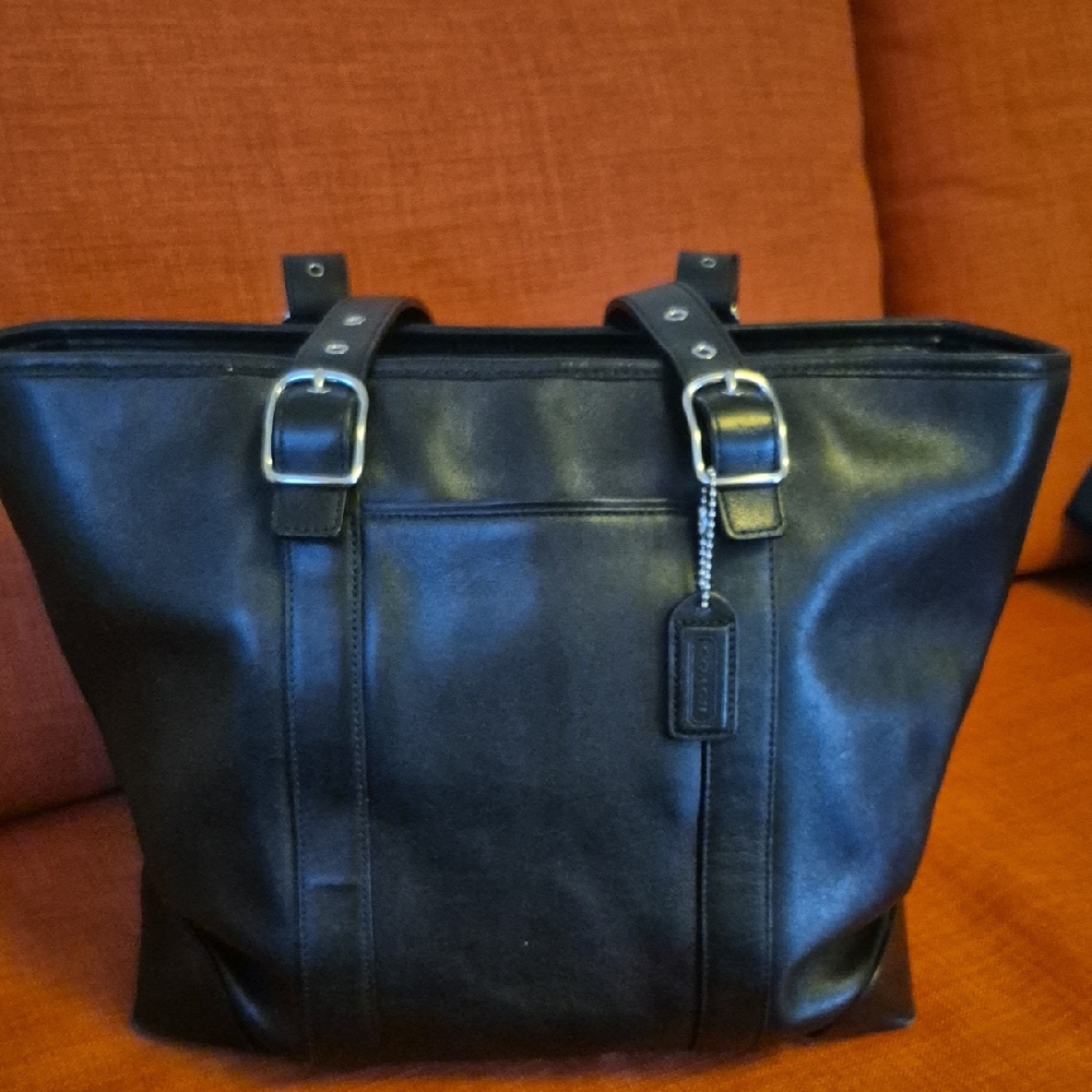 Coach Black Leather Tote Bag